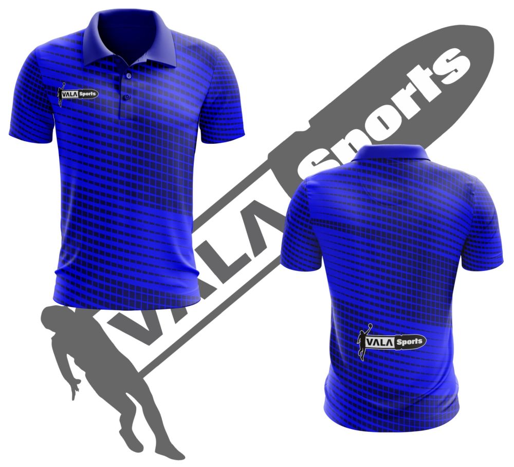 2 Sports Apparel Polo Style Shirt - Blue with logo in background